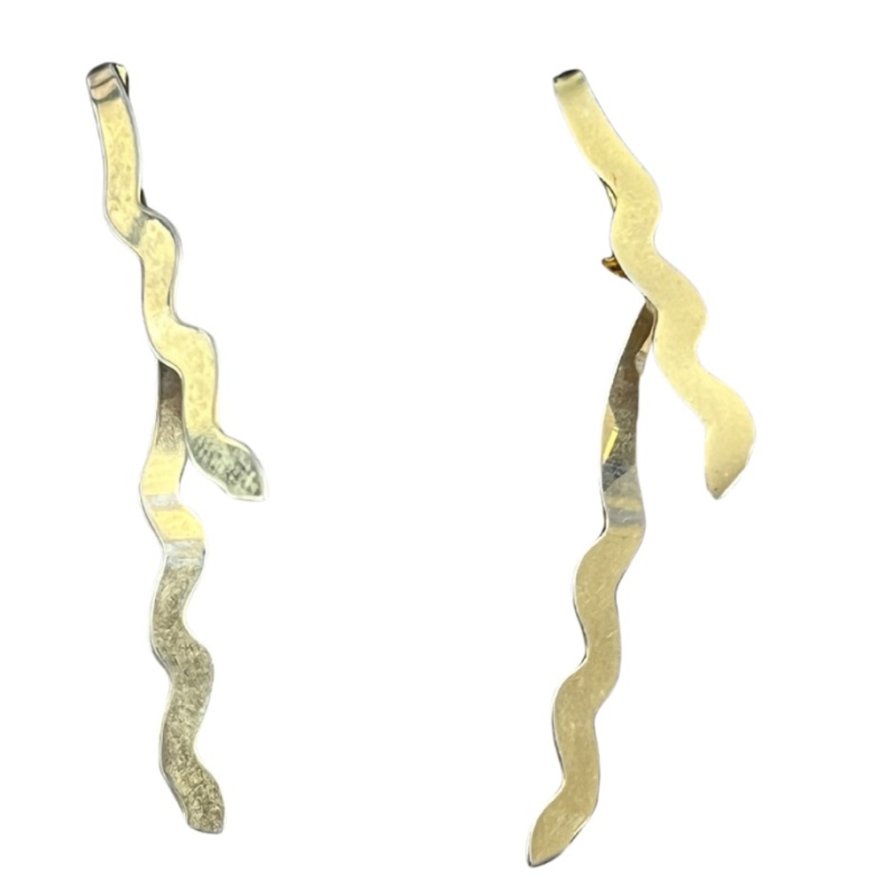 1203 Sarah Coventry Vintage Gold Wave Earrings - Picture 2 of 3